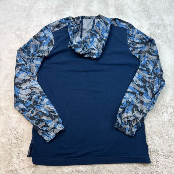 Under Armour Jacket Mens Medium Fitted Blue Camouflage Windbreaker 1/2 Zip Hoode - Picture 9 of 9